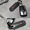 Kolfiber + äkta läder Auto Key Chain Car Keychains Case Fob Holder Bag för Audi Sline RS S Key