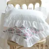 Caso de travesseiro lance capa com babados almofada país floral impresso fronha chique chique vintage para sofá cama decoração casa