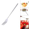 Forks Silver Stainless Extendable Fork Dinner Fruit Dessert Long Cutlery Barbecue Kitchen Accessories Tools