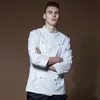 Hohe Qualität Food Service LG Ärmel weißes Hemd zweireihige Kochjacke Restaurant Arbeitskleidung Männer Koch Profial Uniform 51ad#