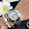 Модные брендовые часы для женщин и девушек с кристаллами и большими буквами, стильный металлический стальной ремешок, кварцевые наручные часы P73275l