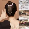 ヘアクリップハイミカン韓国ラインストーンタッセルヘアクロークラブ蝶の髪のパンクリップヘアピン女性用ポニーテールファッションヘアアクセサリーY240329
