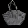 Luxurious Black Large Capacity Outdoor Hand Woven Genuine Leather Shoulder Tote Bag Spacious Japan Style for Ladies