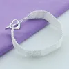 Link Armbanden 925 Leuke Verzilverde Mesh Armband Voor Bruiloft Vrouwen Chain Charm Mode Prachtige Sieraden