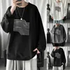 Heren Hoodies Sweatshirts Y2k Heren Hoodies Koreaanse mode Eenvoudige capuchonloze trui Oversized top met lange mouwen Blouse Japanse zwarte sweatshirts 24328