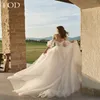 i OD 2023 elegante tulle una linea di paillettes scintillante da sposa Dr scollo a barca manica a sbuffo cerniera posteriore corte dei treni abiti da sposa P9XL #