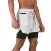 Men's Shorts Male Pocket Lace Up Double Layered Breathable Running Sport LXDZ-DK28