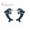 Stud Earrings Lifelike Animal Dolphin Elegant Particular Novel Beautiful Charm Women Couple Wife Daughter Silver Color Gift