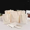 Сумки для хранения Холщовая сумка большой вместимости Пустой дизайн «сделай сам» для покупок Эко многоразовая женская сумка-тоут Квадратная открытая складная сумка Бежевый белый