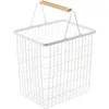 Laundry Bags YAMAZAKI Wire Home Wooden Handles | Steel Wood Large Basket White