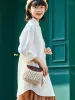 Shoulder Bags Japanese Woven Bag Cotton Linen Text Fabric Small One-Shoulder Messenger Leather Summer Lightweight Women's