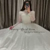 Abito da sposa di lusso Dr Paillettes con ricamo in pizzo con paillettes Abito da ballo Manica intera Collo alto Sposa Dr Back Butt Robe De Mariee D10c #