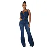 sexy Sleevel Strap Cott Jeans tuta denim Playsuit donne 2021 Plus Size 3XL Casual Jeans pantaloni a gamba larga pagliaccetto tuta U6rh #