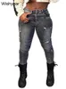 Women's Jeans Sexy Hold Pocket Ripped Cargo Stretch Denim Pants Women Fashion Spring Moto Biker Skinny Pencil Streetwear Y2k Trousers