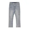 Heren jeans lichtblauwe heren jeans y2k vaste kleur geborduurde rechte been broek button pocket washeren a160L2403