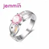 Anillos de racimo Oval Rosa Cristal austriaco para mujeres Hollow Fine Opal 925 Plata de ley Romántico Compromiso de boda Colorfu