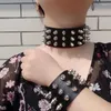 Pendentifs Punk collier collier noir PU Bracelet en cuir tour de cou barre Goth Rivets faits à la main Bracelet peut être ajusté bijoux