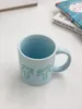 Mugs Korean Blue Ceramic Mug Coffee Coconut Tree Pattern Simple Wind Milk Breakfast Cup Drinking