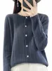 new Cardigans For Women 100% Merino Wool Sweater O-Neck Hollow Lg Sleeve Cmere Knitwear Female Clothes Y2K Fi Top R8VX#