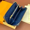 Portafoglio di design Borsa di jeans blu Portamonete portamonete Portafoglio con cerniera Portafogli lunghi corti Pochette Borsa con fiore vecchio Lettera Borsa di lusso Portafoglio da viaggio Porta carte Borsa Scatola originale