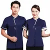 wholesale Spot Supply Tea House Vêtements de travail de grande taille uniforme chinois Hot Pot Restaurant serveur à manches courtes Printe V0U5 #