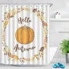 Rideaux de douche nain citrouille rideau érable maïs nourriture salle de bain récolte d'automne Thanksgiving maison imperméable décoration crochet