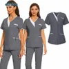 Phcist tandläkare Veterinary Nurse New Tops Fi Slim Beauty Sal Scrub Clothes Spa Uniform Pet Lab Blue Medical Uniform 61op#