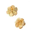 Boucles d'oreilles à clous pour femmes, bijoux modernes, doux tempérament coréen, fleur en métal, cadeaux de mariage, accessoires d'oreille exagérés, vente