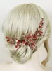 Red Rhinestes Wedding Headband Hair Accores for Bride Headdr Gold Leaves Handmade huvudsmycken Party Women Headwear D4am#