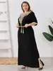 Plus Size Donna Musulmana Dr Maniche corte Vintage Rhinestes Ricamato Lg Dres Medio Oriente Arabo Robe Islamico Panno z338 #