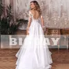 elegante A-Line da sposa Dr donne aperto indietro con scollo a V in pizzo manica Lg spacco laterale in tulle abito da sposa Sweep Train Abiti da Noiva h0gR #