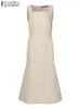 Zanzea Vrouwen Mermaid Lg Dr Fi Sleevel Vierkante Hals Avond Dr Elegant Casual Slim Dres Bruiloft Gewaden Vestidos J7ru #