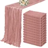 10st Terracot Semisheer Gace Table Runner Cheesecloth Seting Dining Wedding Party Christmas Banquets Arches Cake Decor 240322