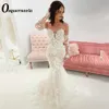 Osquernovia utsökt bröllop dres sjöjungfru älskling spetsar applikationer backl löstagbar ärm abito da sposa persalised p6xm#