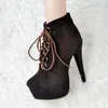 Boots Ashiofu Style Dames High Heel Platform Cross Shoelace Party Prom Ankle Real Pos Evening Club Fashion