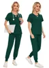 Stretch Femmes Slim Fit Scrubs Ensembles Uniformes médicaux Médecins Tops Joggers Robes chirurgicales Infirmière Accories Sal Spa Workwear Set b7LG #
