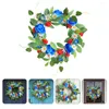 Couronne de fleurs décoratives, petite couronne de marguerites, décoration murale de printemps, scène de porte d'entrée suspendue, Floral rouge blanc bleu