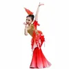 Costume da dottoressa sirena danzante Rosso, Costume classico per bambini per ragazze Dai Performance Wear X3F1#
