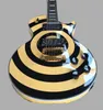 Zakk Wylde Bullseye Cream Black Electric Guitar EMG 8185 Pickups Gold Rod Rod Rod Cover White Mop Block Block Inlay 369