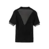 Active Shirts Black Green Short Sleeve T Shirt Women Turtleneck Diamonds Hollow Out Sexy Tight Elastic Office Womens Tee Elegant