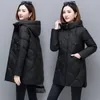 snow Wear Down Cott Jacket For Women's Mid Length Winter Coat New Middle Aged Mother Hooded Parkas Abrigo Invierno Mujer 60Ak#