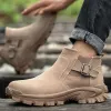 Boots Waliantile Genuine Leather Safety Boots for Men Women Outdoor Nonslip Constuction Work Shoes Steel Antismashing Safety Boots