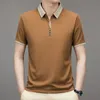 2024 Polo Shirts Men Business Normal Short Sleeve Striped Classic Fit Stretch Golf Tshirt Work Summer Korean Solid Clothing 240328