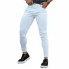 Herr Dropship Custom Label Logo Högkvalitativ Y2K -dragkedja Rippad Skinny Denim Jeans Pants For Men Streetwear Clothing 585T#