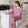 Kvinnors sömnkläder Tvådel rayon pyjamas kostym kinesisk stil pyjamas hemkläder kvinnor tryck nattkläder casual våren pijamas sömnuppsättning