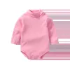 Born Babykleding 0 Tot 24 Maanden Jongens Grils Hoge Kraag Lange Mouw Katoen Pure Kleur Onepiece Scheet Wrap Kruipen bodysuit 240327