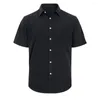 Men's Casual Shirts Men Button-down Shirt Stylish Lapel Collar Summer For Office Beach Wear Solid Color Button Down Top