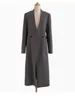 بدلات نسائية Superaen Gray v-neace overcoat Spring 2024 الكوري على الطراز الكوري الفضفاض