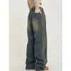 Style américain rétro W To Do Old Side rayé Baggy Jeans Fi High Street Casual Micro-trompette Mop taille haute pantalon gothique m3br #