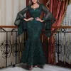 2022 Ny ankomst Green Sexy Party Wear Dr LG Sleeve Mermaid Prom Dr PESKIN BEADED LACE Evening Dr Wedding Toast Robe I3x4#